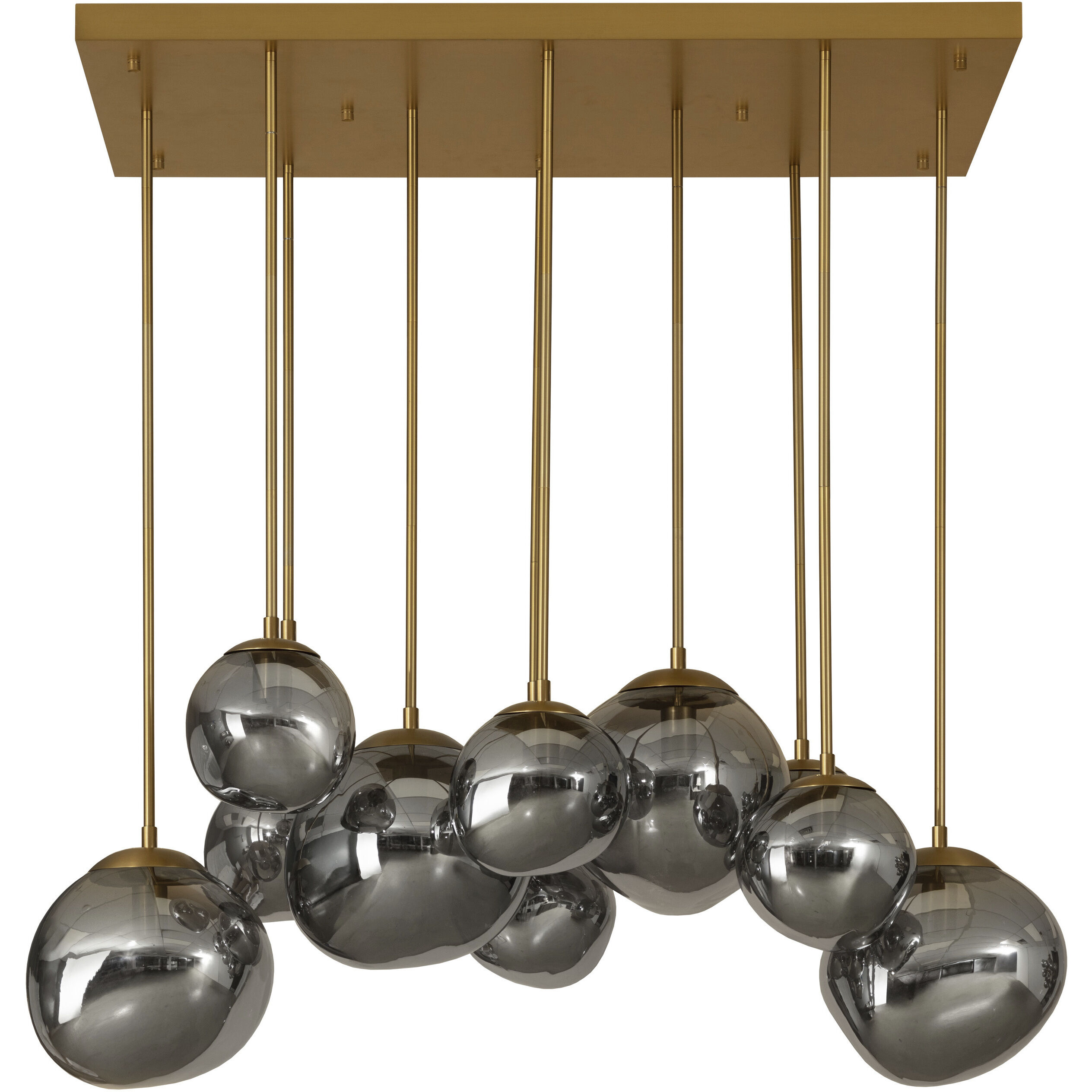 Dionis 10 Light 46 inch Brushed Gold with Smoked Chandelier Ceiling Light, Rectangular